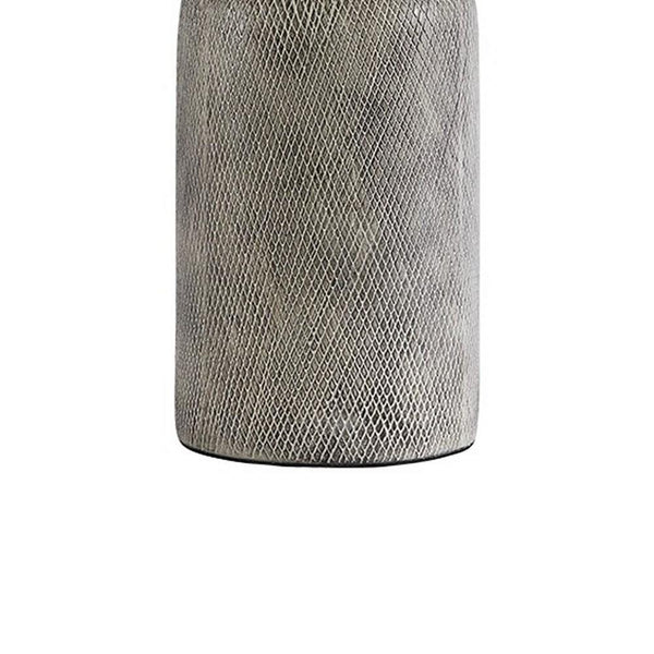 Textured Ceramic Frame Table Lamp with Fabric Shade Gray and Off White-zoom-