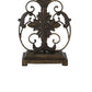 Bell Shape Fabric Shade Table Lamp with Floral Metal Base Beige and Bronze