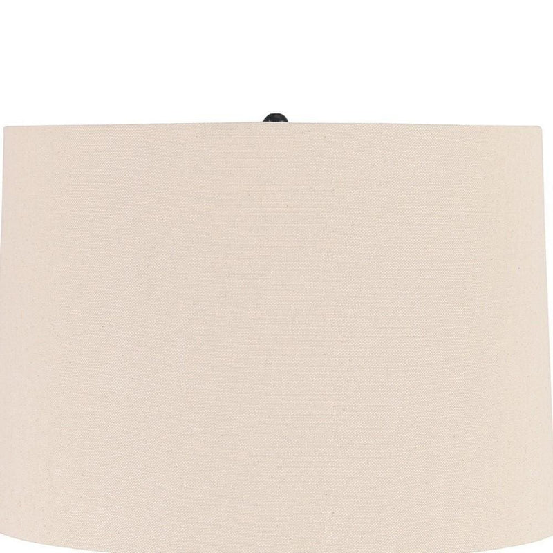 Fabric Shade Table Lamp with Gourd Base White and Blue-zoom-