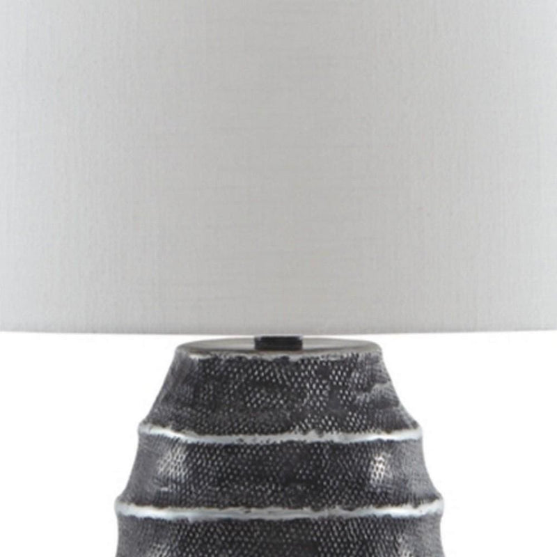 Vase Metal Base Table Lamp with Fabric Shade White and Black-zoom-