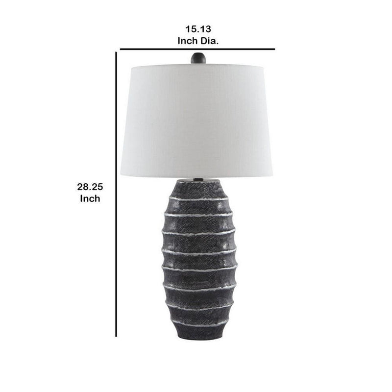Vase Metal Base Table Lamp with Fabric Shade White and Black-zoom-