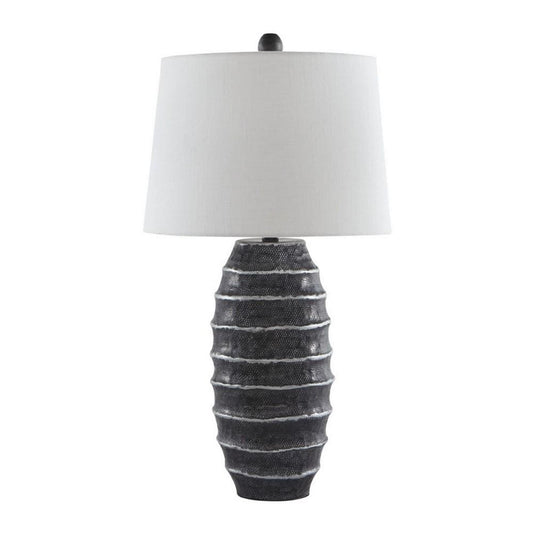 Vase Metal Base Table Lamp with Fabric Shade White and Black