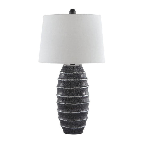 Vase Metal Base Table Lamp with Fabric Shade White and Black