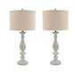 Drum Shade Table Lamp with Pedestal Base Set of 2 Beige and Off White
