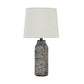 Fabric Shade Table Lamp with Textured Base Set of 2 White and Black