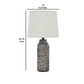 Fabric Shade Table Lamp with Textured Base Set of 2 White and Black