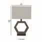 Hexagonal Wooden Base Table Lamp with rectangular Shade Brown and Gray