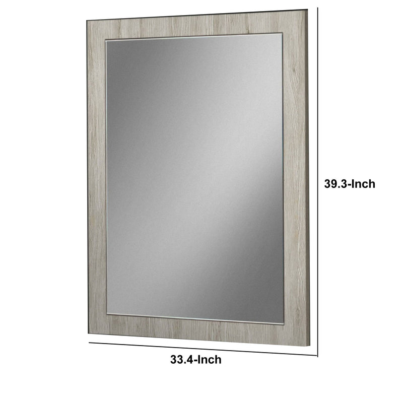 Dual Tone Wall Mirror With Wooden Frame Black And Gray-zoom-