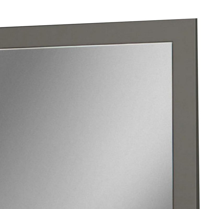 Rectangular Wall Mirror With Wooden Frame Gray And Silver-zoom-