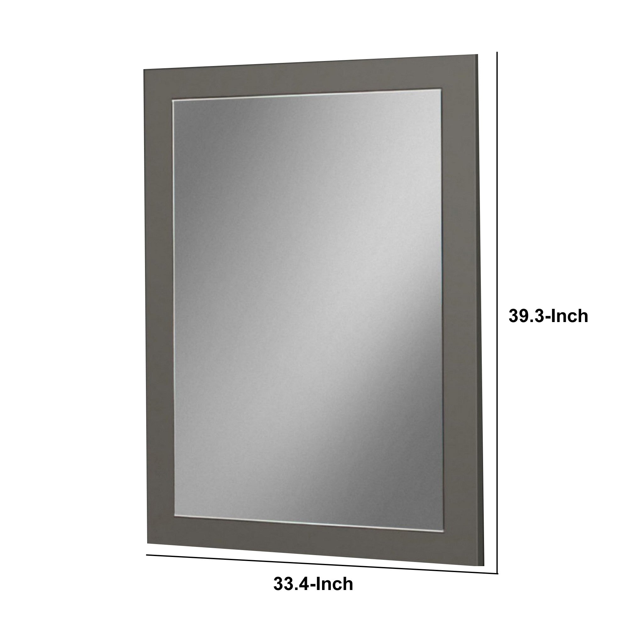 Rectangular Wall Mirror With Wooden Frame Gray And Silver-zoom-5