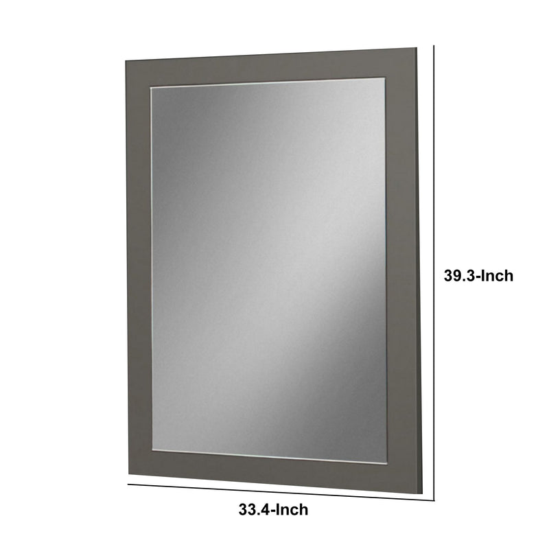 Rectangular Wall Mirror With Wooden Frame Gray And Silver-zoom-