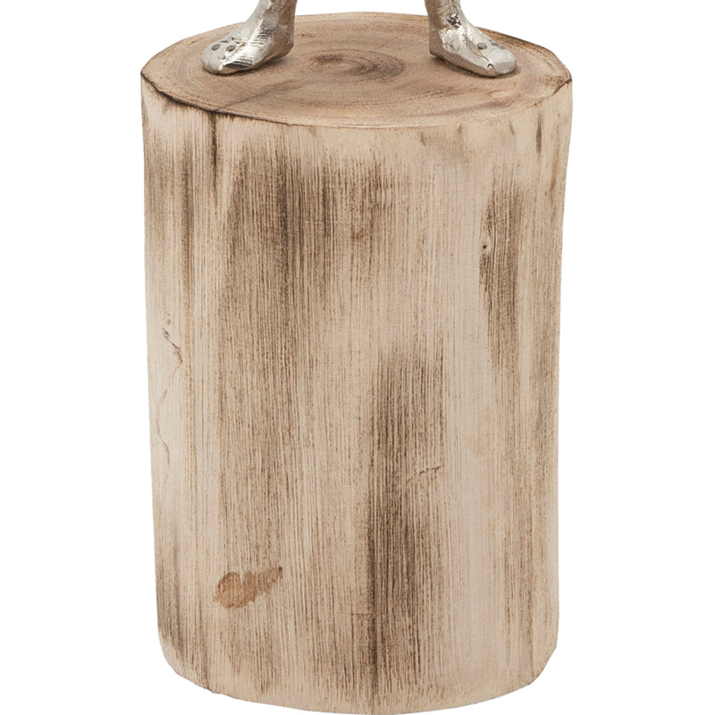 14 Inch Wooden Standing Man Candle Holder Brown And Silver-zoom-