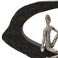 30 Inch 4 Men Hanging Out Accent Decor, Black Wood Silver Accented Metal
