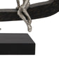 30 Inch 4 Men Hanging Out Accent Decor, Black Wood Silver Accented Metal