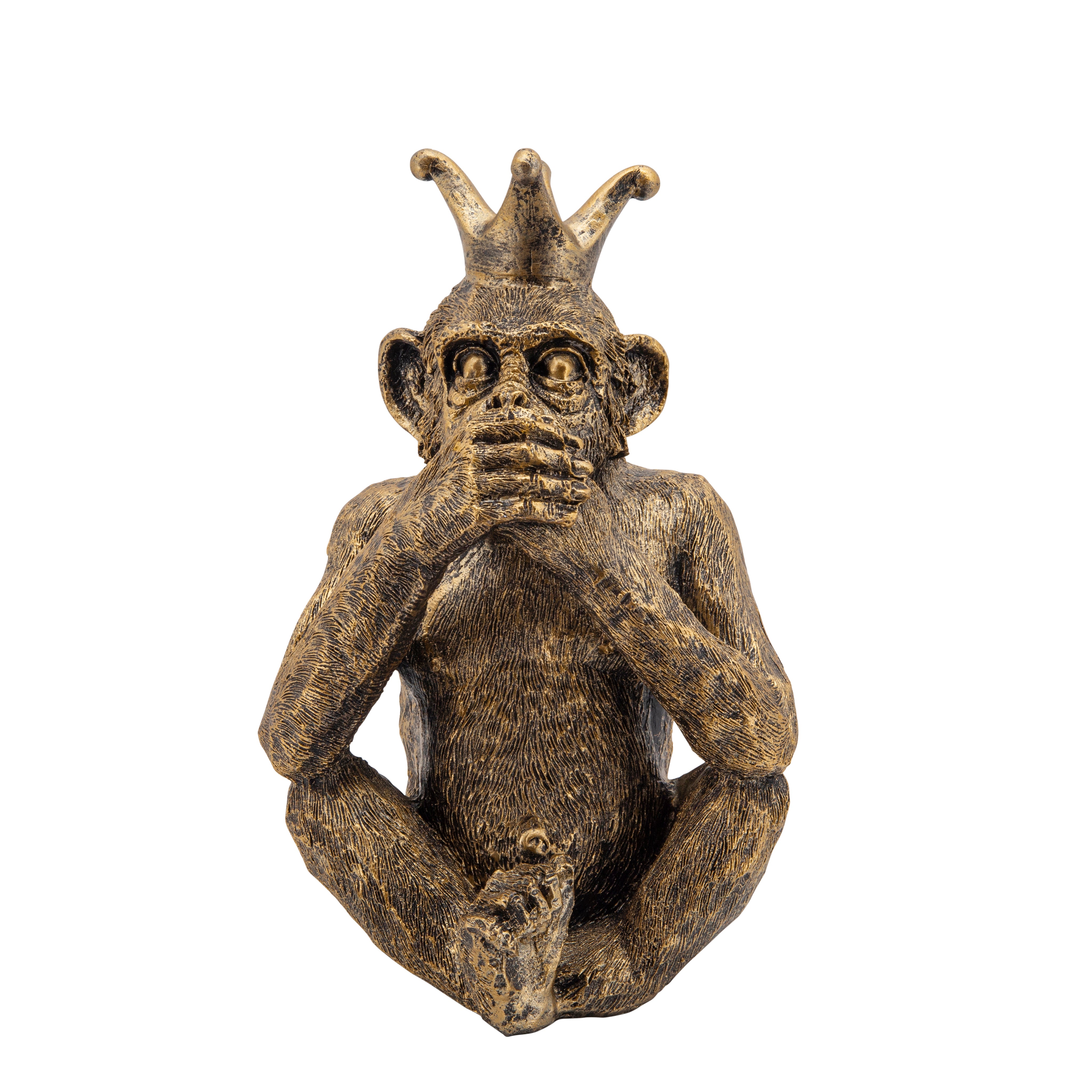 Polyresin Monkey Accent Decor Set Of 3 Gold-zoom-3