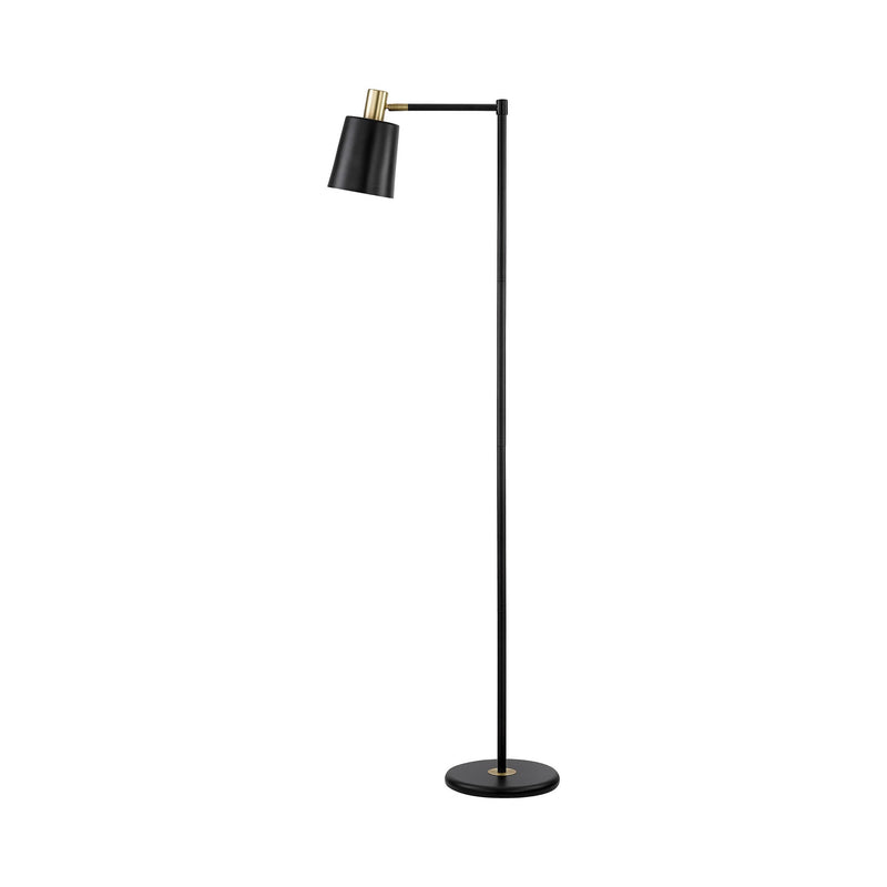 Tubular Metal Floor Lamp With Horn Style Shade Black-zoom-