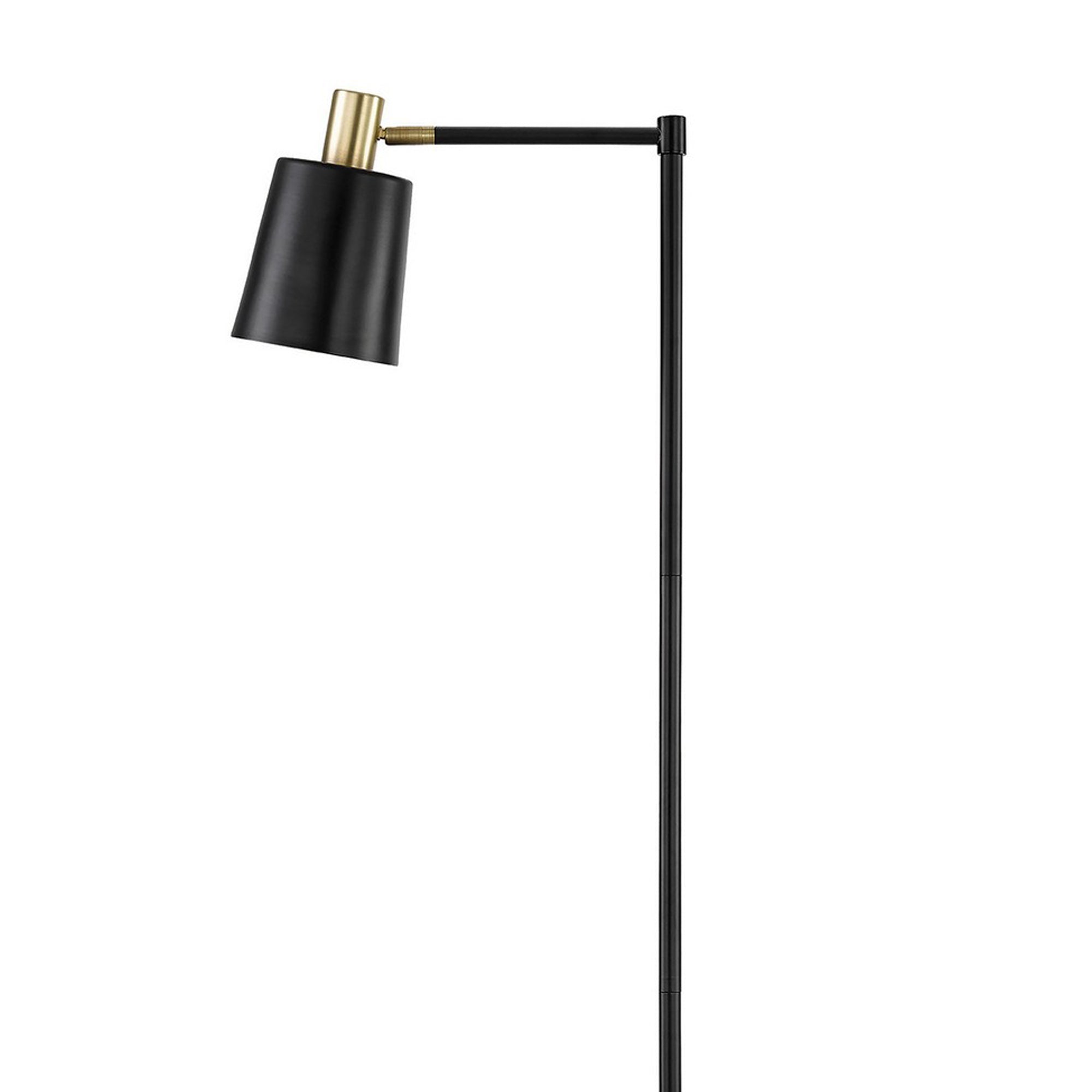 Tubular Metal Floor Lamp With Horn Style Shade Black-zoom-2