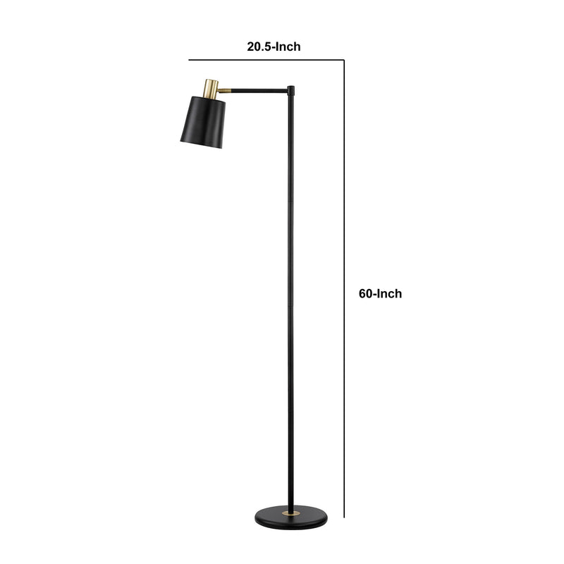Tubular Metal Floor Lamp With Horn Style Shade Black-zoom-