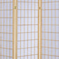 3 Panel Foldable Wooden Frame Room Divider with Grid Design, Brown
