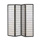 4 Panel Foldable Wooden Frame Room Divider with Grid Design, Black