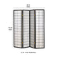 4 Panel Foldable Wooden Frame Room Divider with Grid Design, Black
