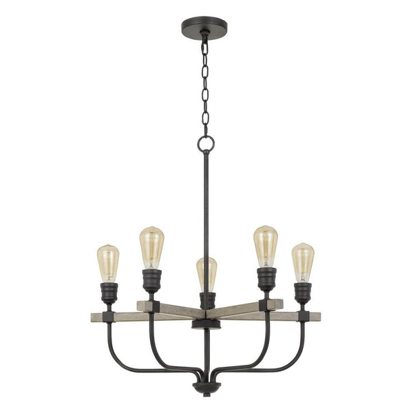 Wooden Cross Support Metal Chandelier Black And Brown-zoom-