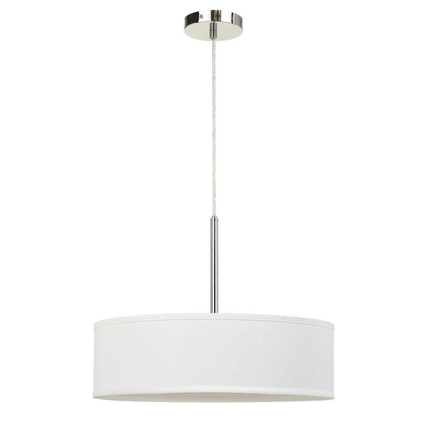 Integrated Led Dimmable Pendant Lighting With Fabric Drum Shade White-zoom-1