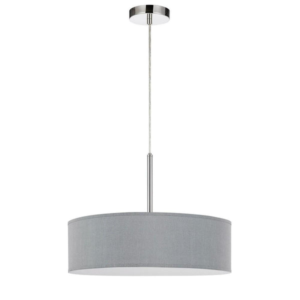 Integrated Led Dimmable Pendant Lighting With Fabric Drum Shade Gray-zoom-