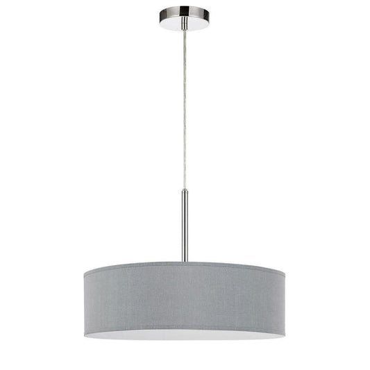 Integrated Led Dimmable Pendant Lighting With Fabric Drum Shade Gray