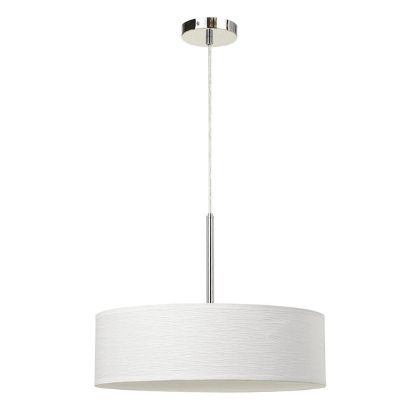 Integrated Led Dimmable Pendant Lighting With Fabric Drum Shade Silver-zoom-