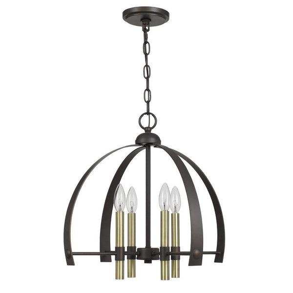 Metal Chandelier With 4 Candelabra Holders Black And Gold