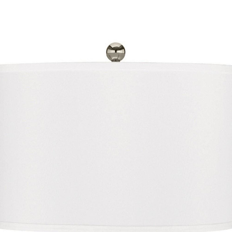 120 Watt Table Lamp with Fabric Drum Shade Silver and White-zoom-
