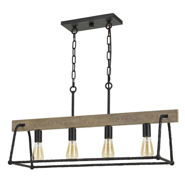 Hand Forged Metal Island Frame Chandelier With Hardwired Switch Black