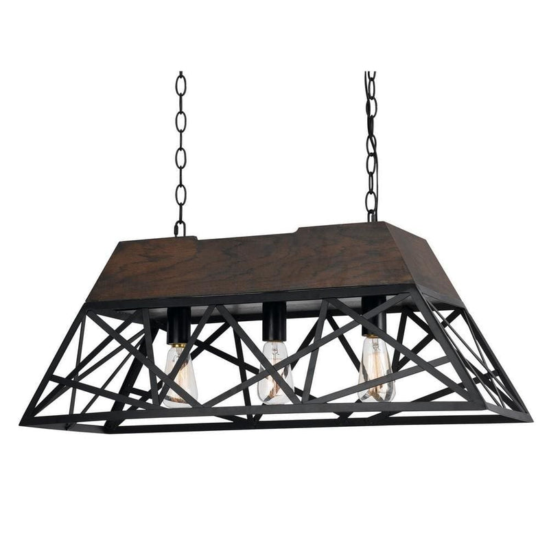 Metal Open Design Geometric Frame Chandelier With Hardwired Switch Bronze-zoom-