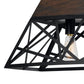 Metal Open Design Geometric Frame Chandelier With Hardwired Switch Bronze