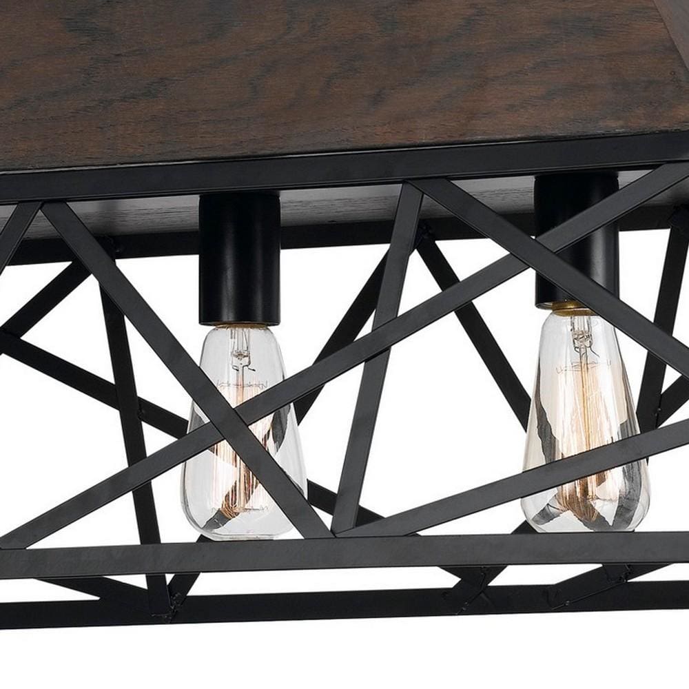 Metal Open Design Geometric Frame Chandelier With Hardwired Switch Bronze-zoom-4