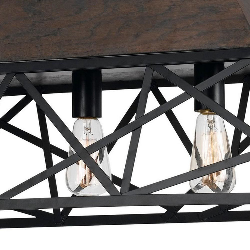 Metal Open Design Geometric Frame Chandelier With Hardwired Switch Bronze-zoom-