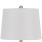 26 Inch Curved Bellied Base Glass Table Lamp Fabric Shade Set of 2 Blue