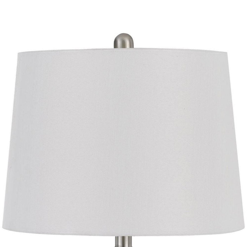 26 Inch Curved Bellied Base Glass Table Lamp Fabric Shade Set of 2 Blue-zoom-