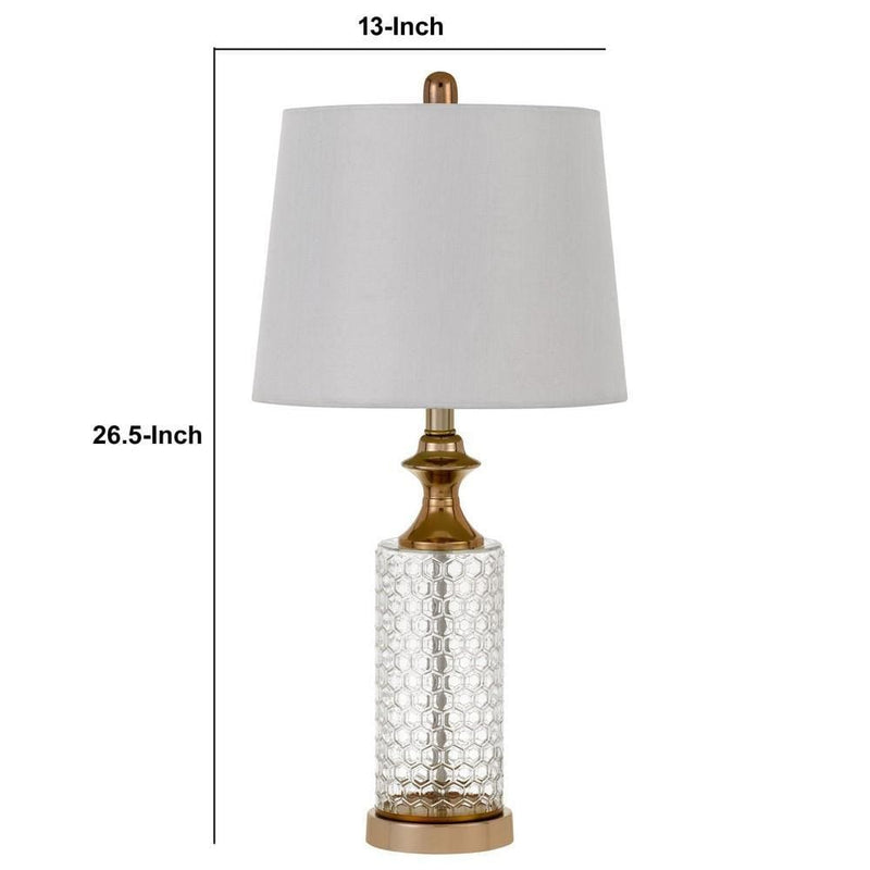 Dual Tone Glass Table Lamp with Honeycomb Design Set of 2 Clear-zoom-