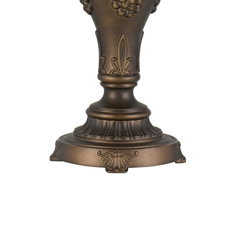 Metal Vase Design Base Table Lamp with Carved Accents Antique Brass-zoom-