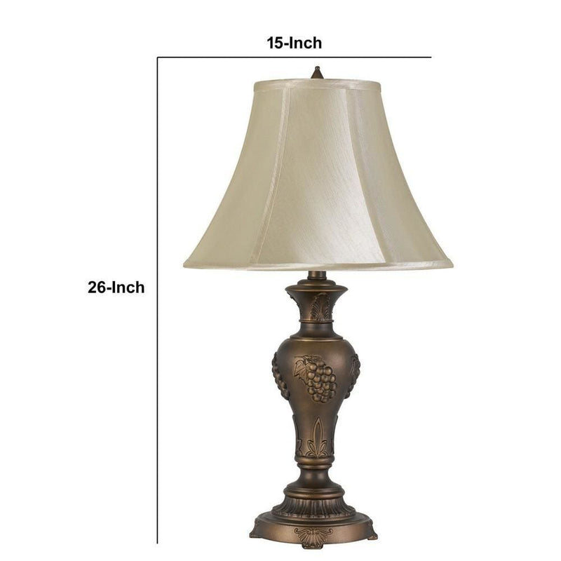 Metal Vase Design Base Table Lamp with Carved Accents Antique Brass-zoom-