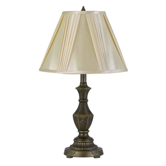 Pedestal Base Metal Table Lamp with Pleated Fabric Shade Brass