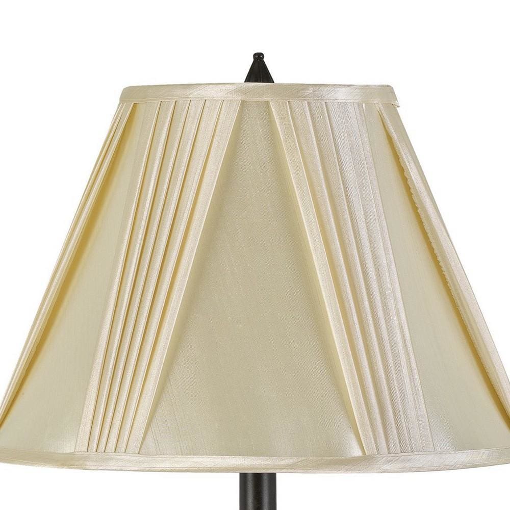 Turned Pedestal Style Metal Table Lamp with Pleated Shade Dark Bronze-zoom-2