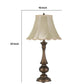 Turned Pedestal Stand Metal Table Lamp with Scalloped Shade Antique Brass