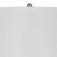28 Inch Fabric Drum Shade Table Lamp Turned Style Base Metal Body Set of 2 Gold