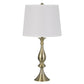 28 Inch Fabric Drum Shade Table Lamp Turned Style Base Metal Body Set of 2 Gold