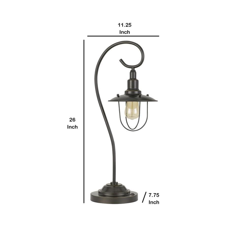 Metal Downbridge Design Table Lamp with Cage Shade Dark Bronze-zoom-5