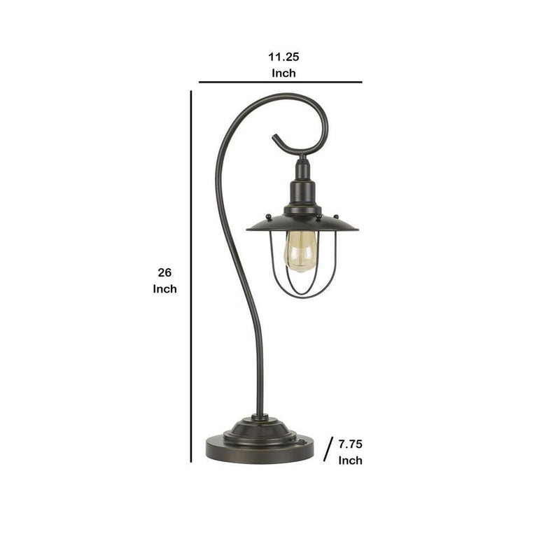 Metal Downbridge Design Table Lamp with Cage Shade Dark Bronze-zoom-