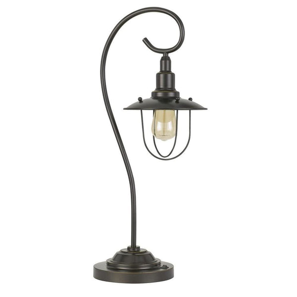 Metal Downbridge Design Table Lamp with Cage Shade Dark Bronze